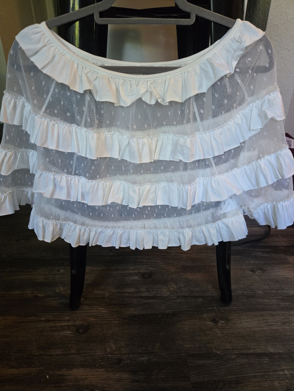 RED Valentino Point D'Esprit Tulle Ruffles Top